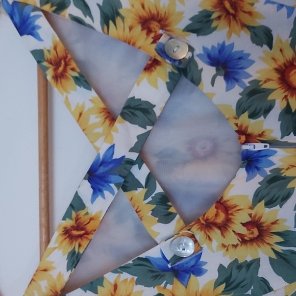 Vintage All That Jazz A Line Dress Sunflower Print Criss Cross Back Size 9-10 - Picture 3 of 7